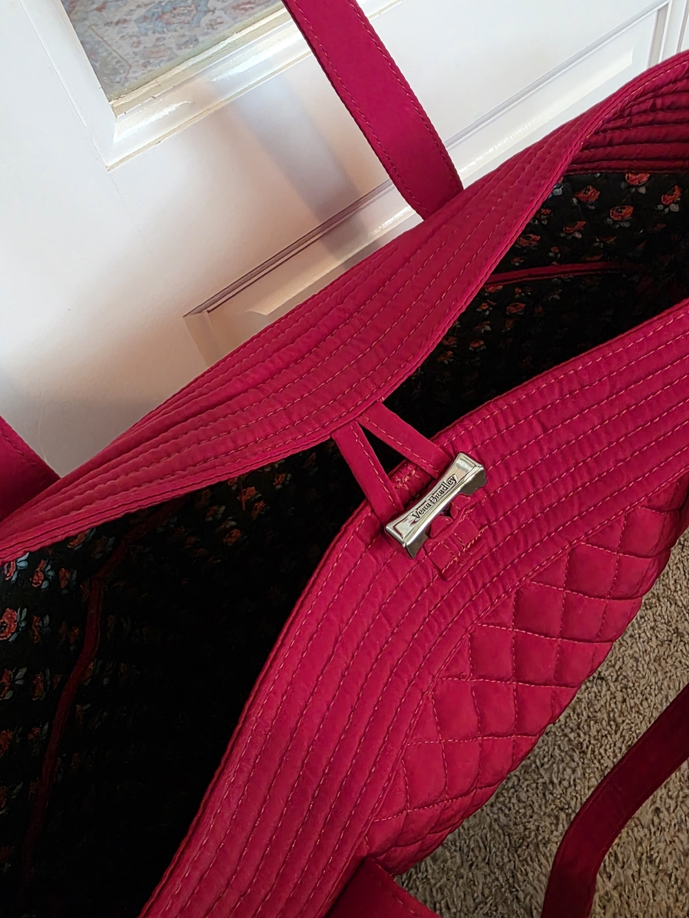 Vera Bradley Quilted Red Tote Bag - Women's Everyday Carry - Picture 6 of 12